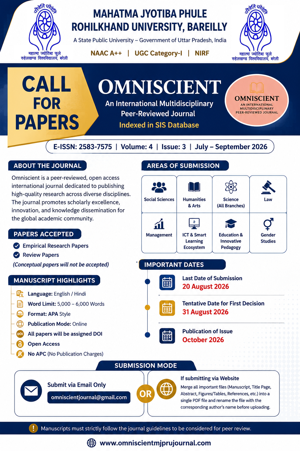 Call For Papers – Omniscient Journal